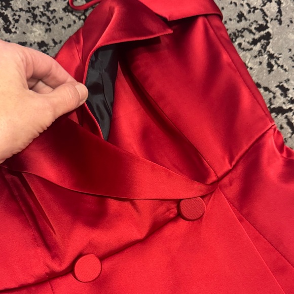 Elegant Red Satin Mini Dress - Picture 4 of 13